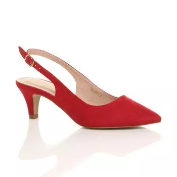 Туфли-лодочки из искусственной замши с острым носком на среднем каблуке и пятке на пятке AJVANI, красный
