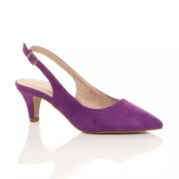 Туфли-лодочки из искусственной замши с острым носком на среднем каблуке и пятке на пятке AJVANI, фиолетовый