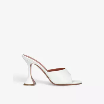 Туфли-Лодочки из кожи на каблуке с логотипом бренда Lupita Amina Muaddi, белый