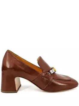 Туфли-лодочки из кожи с драгоценными камнями 65 мм Madison.Maison, коричневый