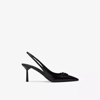 Туфли-Лодочки из кожи с открытой пяткой и логотипом Prada, черный