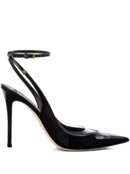 Туфли-лодочки из кожи с открытой пяткой Elisabetta Franchi, черный
