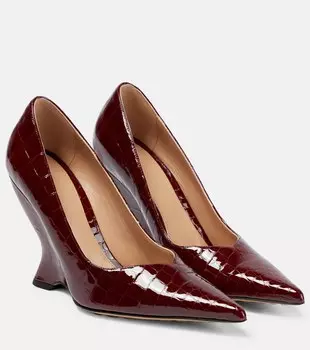 Туфли-лодочки из крокодиловой кожи Bottega Veneta, красный