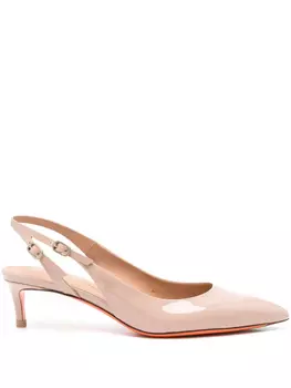 Туфли-лодочки из лакированной кожи с открытой пяткой Santoni, розовый