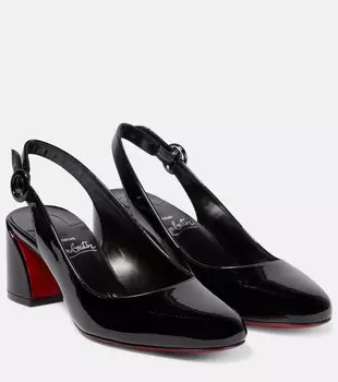 Туфли-лодочки из лакированной кожи с ремешком на пятке Christian Louboutin, черный