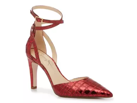 Туфли-лодочки Jessica Simpson Rasheli Pump, алые, красные, синтетические, с крокодиловым принтом