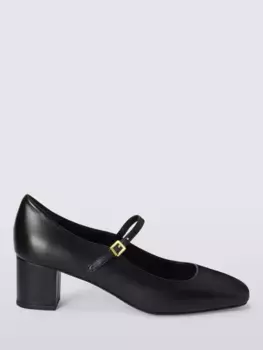Туфли-лодочки John Lewis Adore Leather Low Block Heel Mary Jane, черный