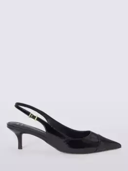 Туфли-лодочки John Lewis Cosmos Leather Refined Kitten Heel Slingback Open, черный
