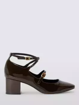 Туфли-лодочки John Lewis John Lewia Adeline Leather Cross Strap Block Heel Dressy, цвет chocolate