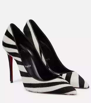 Туфли-лодочки Kate 100 из телячьей шерсти с принтом под зебру Christian Louboutin, разноцветный