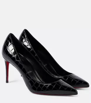 Туфли-лодочки Kate 85 из кожи с эффектом крокодила Christian Louboutin, черный
