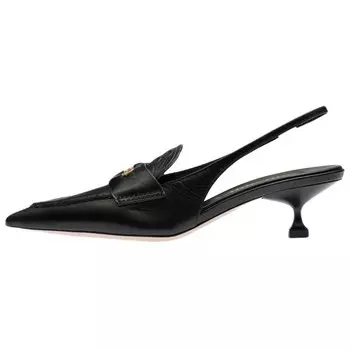 Туфли-лодочки кожаные Miu Miu с открытой пяткой, черный