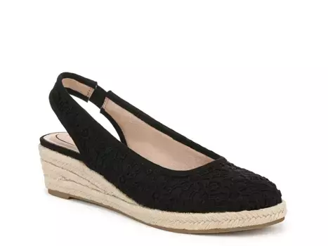 Туфли-лодочки LifeStride Kayden Espadrille на танкетке, черная кружевная ткань с цветочным узором