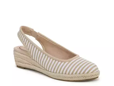 Туфли-лодочки LifeStride Kayden Espadrille на танкетке, ткань в полоску бежевого/белого цвета