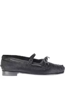 Туфли-лодочки Lorea из телячьей шерсти на плоской подошве Hereu, черный