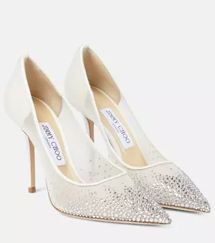 Туфли-лодочки Love 100 с кристаллами Jimmy Choo, белый