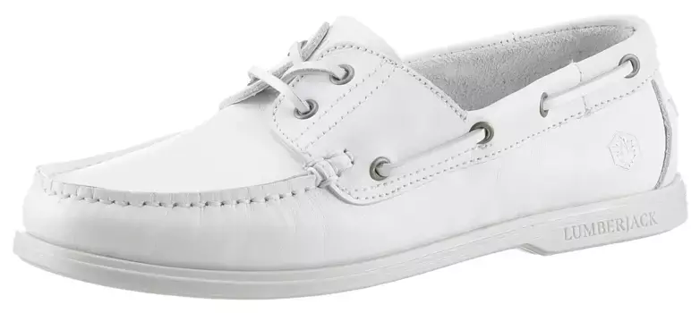 Туфли-лодочки LUMBERJACK, мокасины, тапочки, туфли на шнуровке с тисненым логотипом, белый