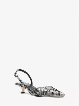 Туфли-лодочки Luna Snake Kitten из кожи с тиснением под змею Michael Kors, серый