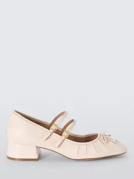 Туфли-лодочки мэри джейн из бруклинской кожи с рюшами и двойным ремешком John Lewis, белый