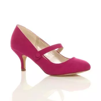 Туфли-лодочки Мэри Джейн на среднем каблуке из искусственной замши AJVANI, розовый
