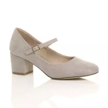 Туфли-лодочки Mary Jane из искусственной замши на среднем каблуке AJVANI, серый