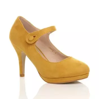 Туфли-лодочки Mary Jane из искусственной замши на высоком тонком каблуке AJVANI, желтый