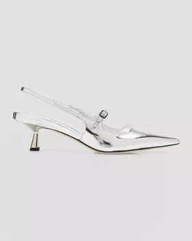 Туфли-лодочки Mary Jane металлизированного цвета с пяткой на пятке Didi Jimmy Choo, цвет Silver