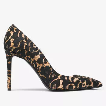 Туфли-лодочки Michael Kors Gretel Floral Lace and Suede Pump, черный/песочный