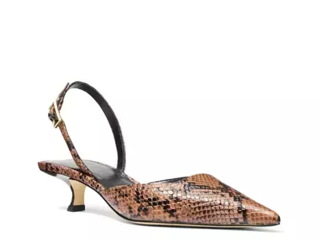 Туфли-лодочки Michael Kors Luna Kitten Sling Pump, коричневая кожа со змеиным принтом
