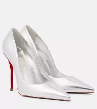 Туфли-лодочки Miss Z 100 из металлизированной кожи Christian Louboutin, Silver/Lin Silver