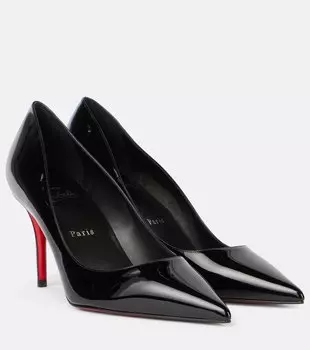 Туфли-лодочки Miss Z 80 из лаковой кожи Christian Louboutin, Black/Lin Black