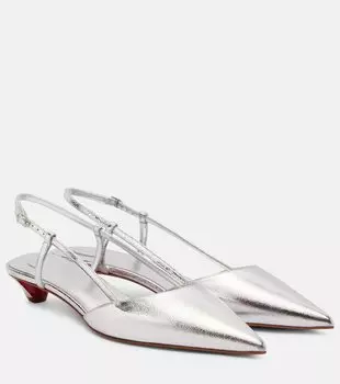 Туфли-лодочки Miss Z Slingina 25 на ремешке Christian Louboutin, Silver/Lin Silver