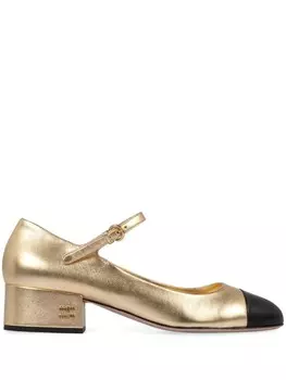 Туфли-лодочки Miu Miu 35 мм с логотипом, золотой