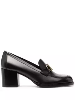 Туфли-лодочки на блочном каблуке с пряжкой Gancini Ferragamo, черный