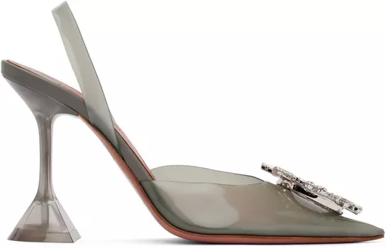 Туфли-лодочки на каблуках серого цвета Begum Glass Amina Muaddi