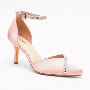 Туфли-лодочки на каблуке из атласа со стразами Quiz, розовый