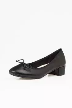Туфли-лодочки на низком блочном каблуке с бантом и без шнуровки на туфлях-лодочках KRISP, черный