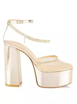 Туфли-лодочки на платформе из лакированной кожи Reflections Stellar 130MM с кристаллами Nalebe, золотой