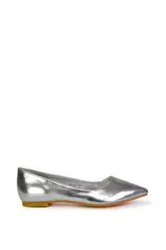 Туфли-лодочки на плоской подошве с заостренным носком «Bubbles» XY London, цвет metallic silver