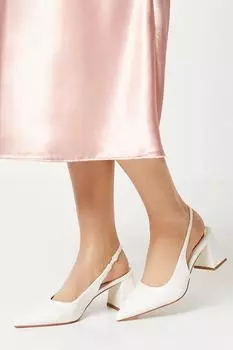 Туфли-лодочки на среднем блочном каблуке с ремешком на пятке Venus и острым носом Oasis, белый