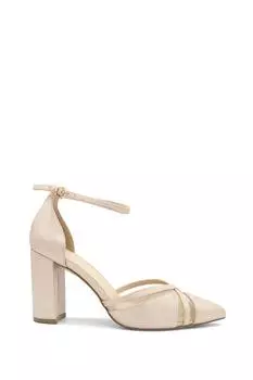 Туфли-лодочки на высоком блочном каблуке с ремешком на щиколотке Shimmer 'Rhea' Paradox London, обнаженная