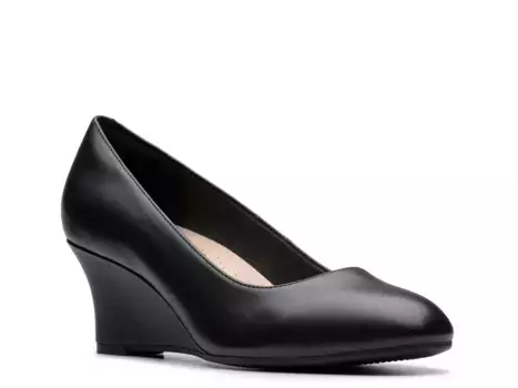 Туфли-лодочки Olivette Pearl Wedge Clarks, Black Leather