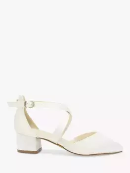 Туфли-лодочки Paradox London Blanche Wide Fit Dyeable Satin Mid Block Heel, слоновая кость