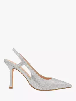 Туфли-лодочки Paradox London Celia Embellished Pointed Slingback, серебряный