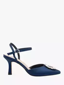 Туфли-лодочки Paradox London Cerys Satin Crystal Buckle Pointed Heeled, темно-синий