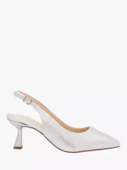 Туфли-лодочки Paradox London Fiora Wide Fit Diamante Kitten Heel Slingback, серебряный