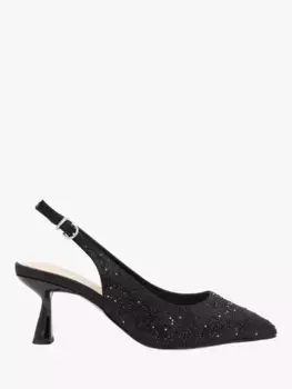 Туфли-лодочки Paradox London Fiora Wide Fit Diamante Kitten Heel Slingback, черный