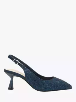 Туфли-лодочки Paradox London Fiora Wide Fit Diamante Kitten Heel Slingback, темно-синий