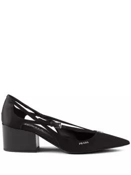 Туфли-лодочки Prada 55 мм с вырезом из сатина, черный