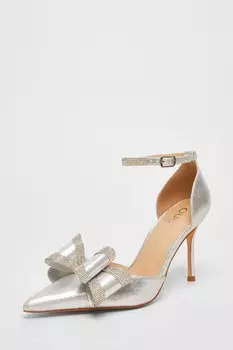 Туфли-лодочки с бантом и серебристым мерцанием QUIZ Clothing